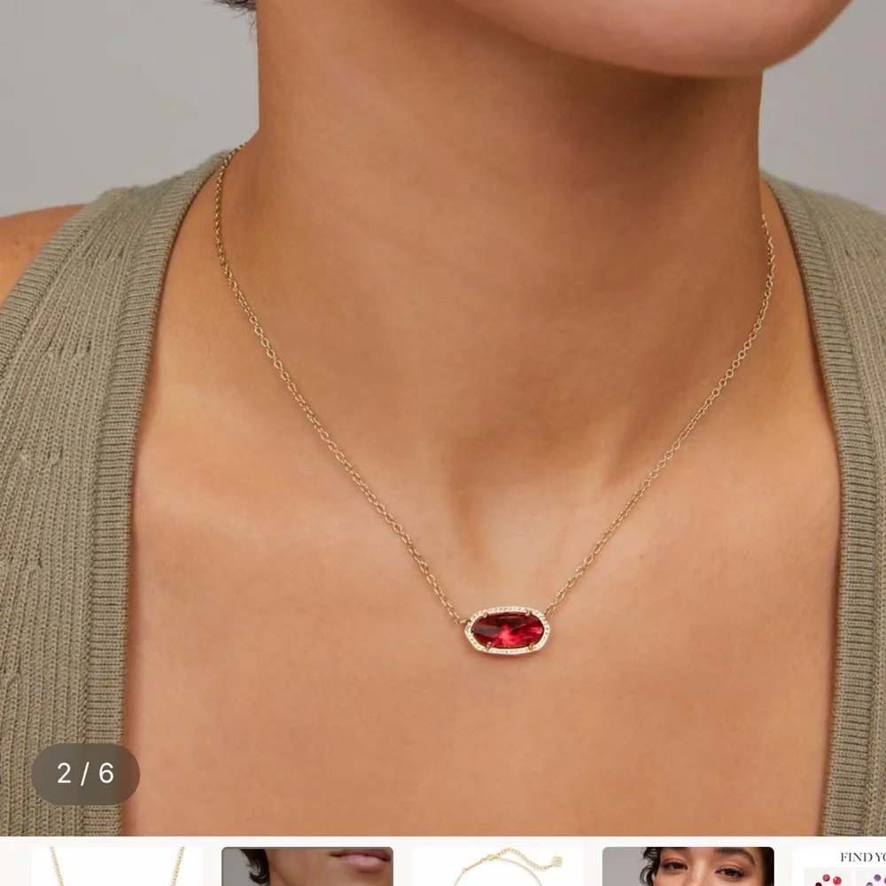 Kendra Scott Gold Necklace with Red Stone - Picture 2 of 3